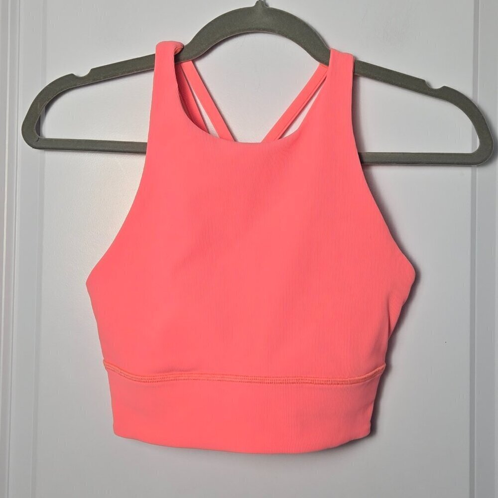 Lululemon Energy Bra High Neck Long Line Rib *Medium Support, B–D Cup - 6 Sunset - Picture 3 of 6